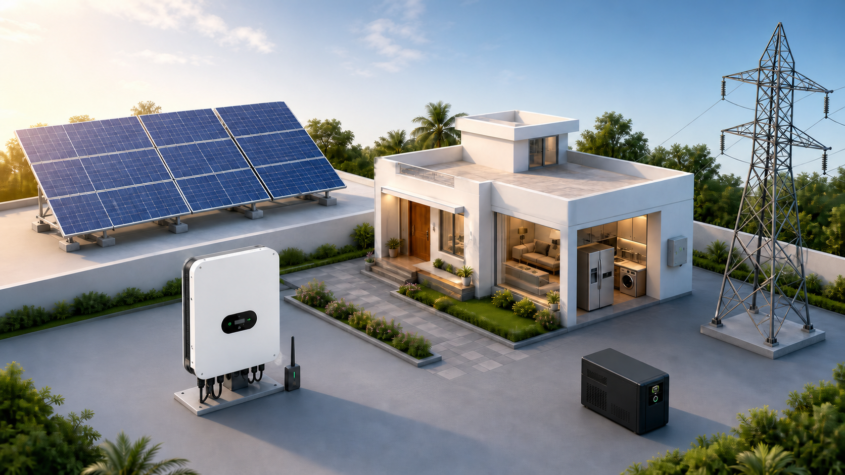 Solar panels on rooftop